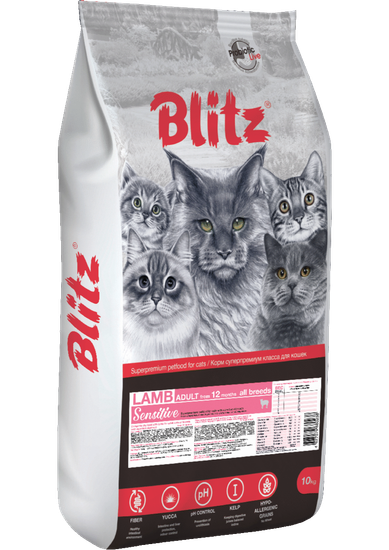 Blitz Sensitive Adult Cat сухой корм для взрослых кошек с ягненком