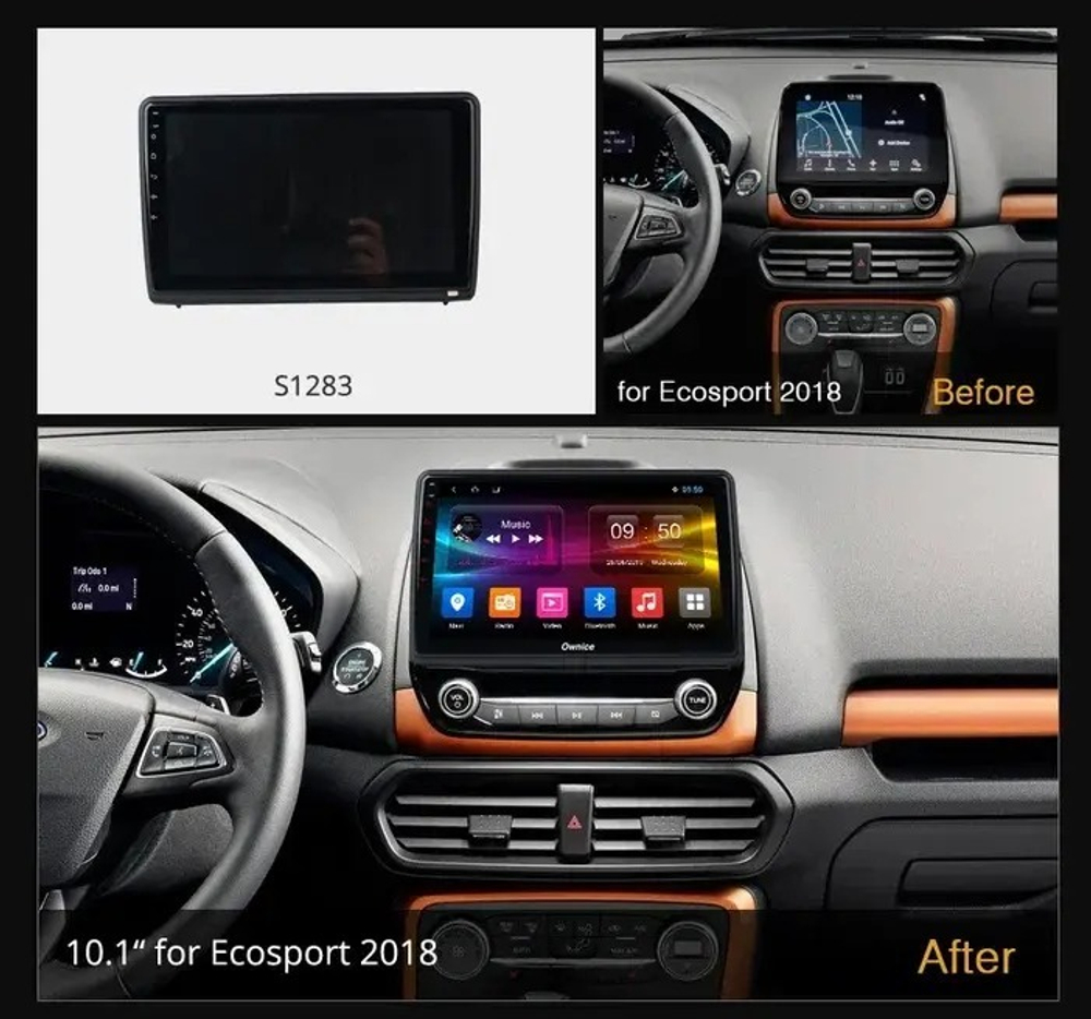 Магнитола для Ford Ecosport 2017-2019 - Carmedia OL-1283 QLed, Android 13, TS20, CarPlay, SIM-слот