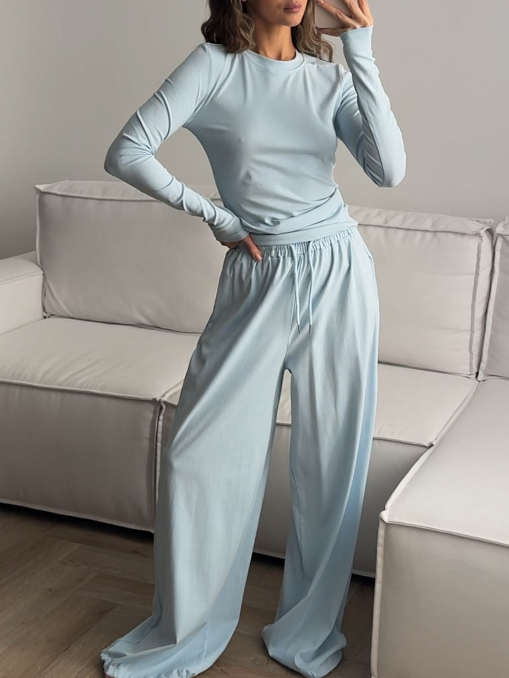 Комплект трикотажный, брюки и лонгслив