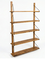 Полка настенная, 80х19х147, Alina, для ванной, стеллаж деревянный, массив дуба, MAKOSA