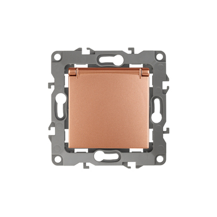 Розетка ЭРА Серия 12 12-2103-14 2P+E Schuko со шторками с крышкой 16A-250В IP20 медь