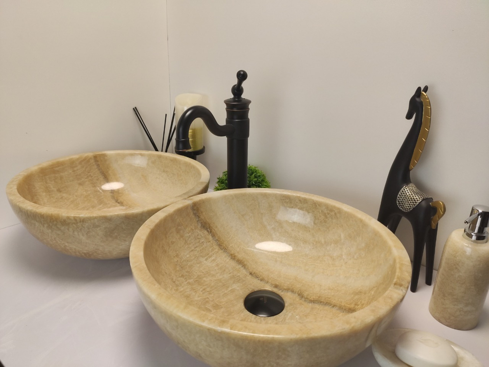 Раковина из оникса ПАРА! Bowl Yellow TinLip BO-60328 40*40*15