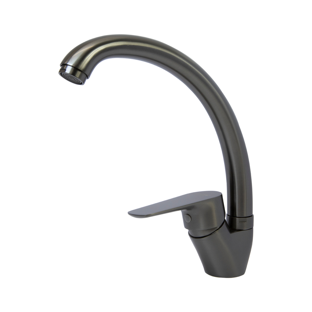 Смеситель для кухни 35k MIXLINE ML14-031GR высокий излив б/отв боковая п/гайку ГРАФИТ (без подводки)