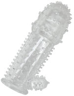 Насадка на пенис с пупырышками и стимулирующим отростком из серии PENIS XL (Цвет: прозрачный)