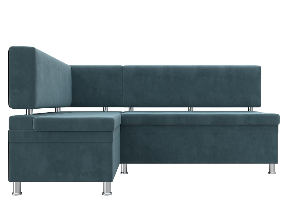 Диван кухонный угловой Стайл левый угол, Бирюзовый, Велюр, 111656L