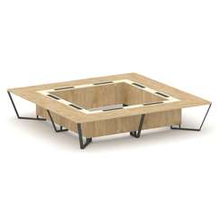 Steel Meet Стол переговорный квадратный KMK-PR.B.SP-20K2 Тиквуд Светлый/Ваниль Глянец/Металл Антраци