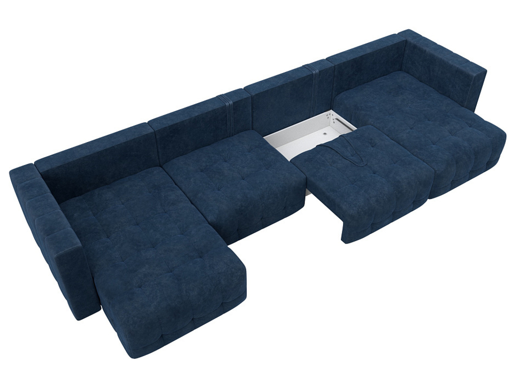 Диван П-образный Лига-052 НПБ Лонг, BRUT 11 ВЕЛЮР синий