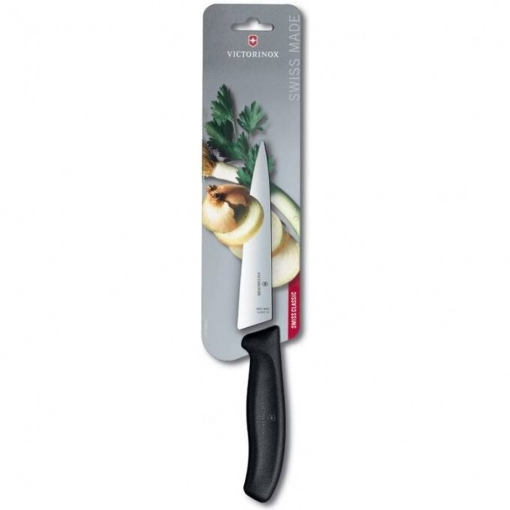 Нож разделочный, лезвие 15 см, черный в блистере, Victorinox