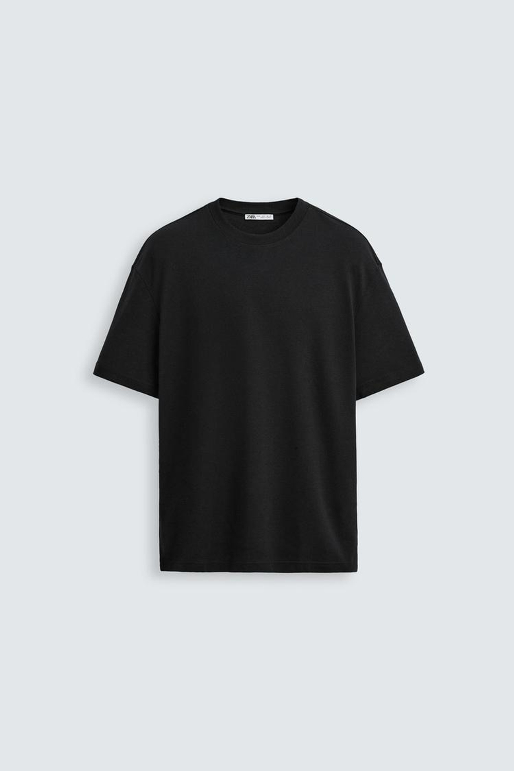 ZARA ФУТБОЛКА RELAXED FIT ИЗ ХЛОПКА, ЧЕРНЫЙ