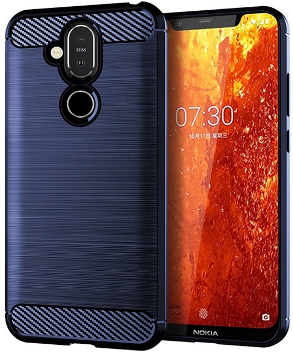 Чехол на Nokia 8.1 (X7) цвет Blue (синий), серия Carbon от Caseport