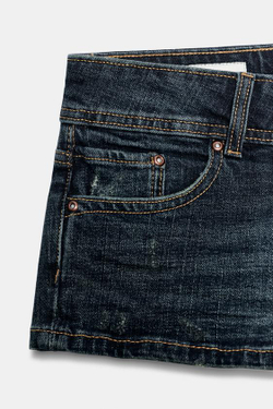 ZARA ДЖИНСОВЫЕ МИНИ-ШОРТЫ TRF С НИЗКОЙ ПОСАДКОЙ, СИНИЙ