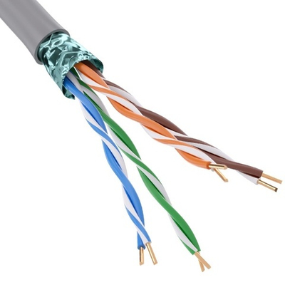 Кабель витая пара экранированный F/UTP 4х2х24AWG нг(А)-HF cat 5e серый [305м] DKC (провод для интернета) RN5EFUK01GY