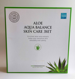 JIGOTT Подарочный уходовый набор корейской косметики с алоэ ALOE AQUA BALANCE SKIN CARE 3SET