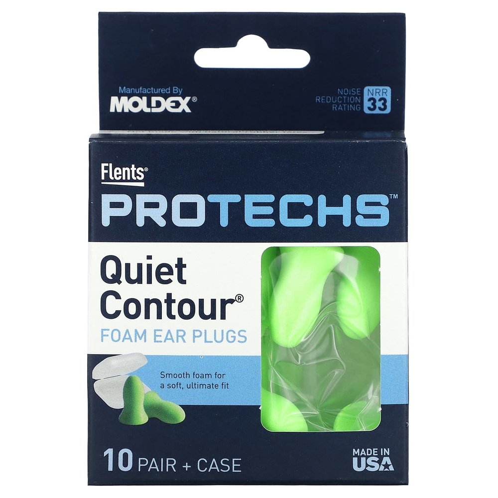 Flents, Protechs, беруши из поролона, 10 пар в футляре