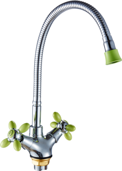 52052-T Смес. 2-ух руч. для кухни с гиб. из.(зел.) HANSEN  (10/1шт)