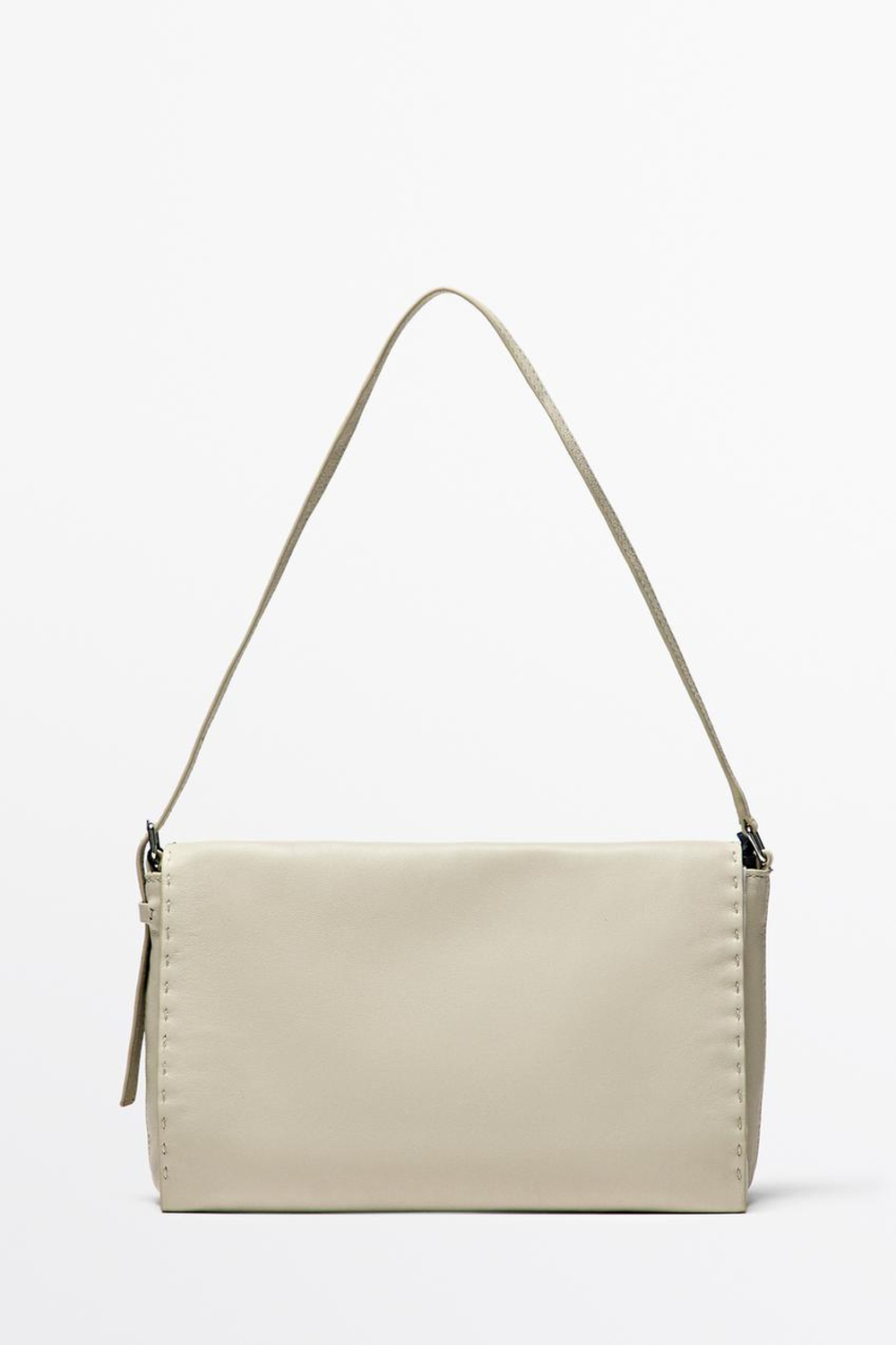 Massimo Dutti Сумка через плечо из кожи наппа с декоративной строчкой, золотой