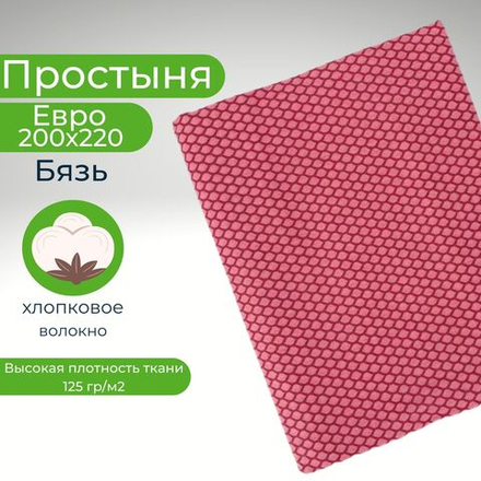 Простыня, Хлопок, Бязь, Евро, 200х220