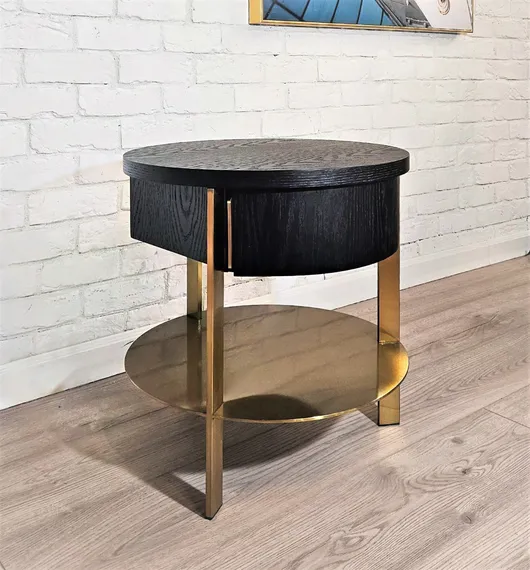 Столик-тумбочка 4406 с полкой и ящиком, Ø50х50 см