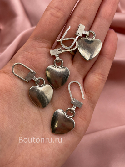 Пуллер-карабин металлический серебристый "сердце"