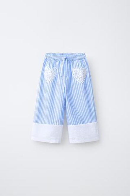 ZARA БРЮКИ В ПОЛОСКУ, СИНИЙ