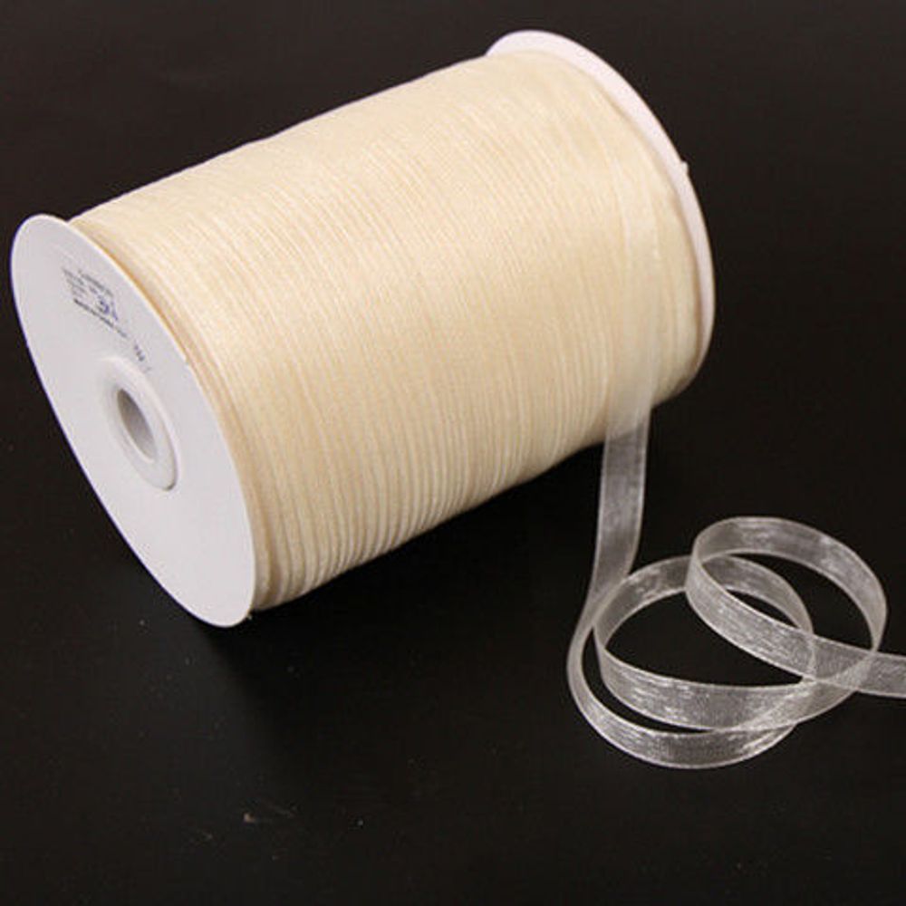 Лента Органза (1см*320м), Белый-Крем #06