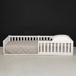 Кровать детская, 90х200, Буфалина, односпальная, с бортиком, из массива дерева с настилом, белая, Dipriz