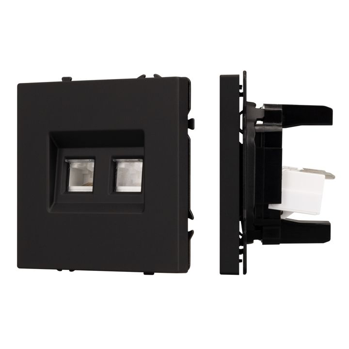 Механизм сдвоенной компьютерной розетки SCT-NOBE-MPC2-SFPL-BK (RJ-45, CAT6) Arlight 054313