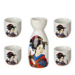 GAEM Набор для саке: графин 140 мл и 4 стакана 35 мл, L18,5 W7 H15 см