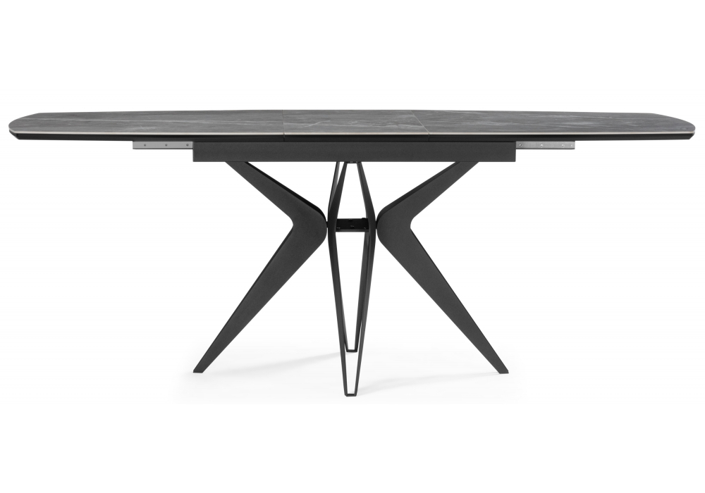 Керамический стол Woodville Риполь 160(205)х89 larka grey, черный