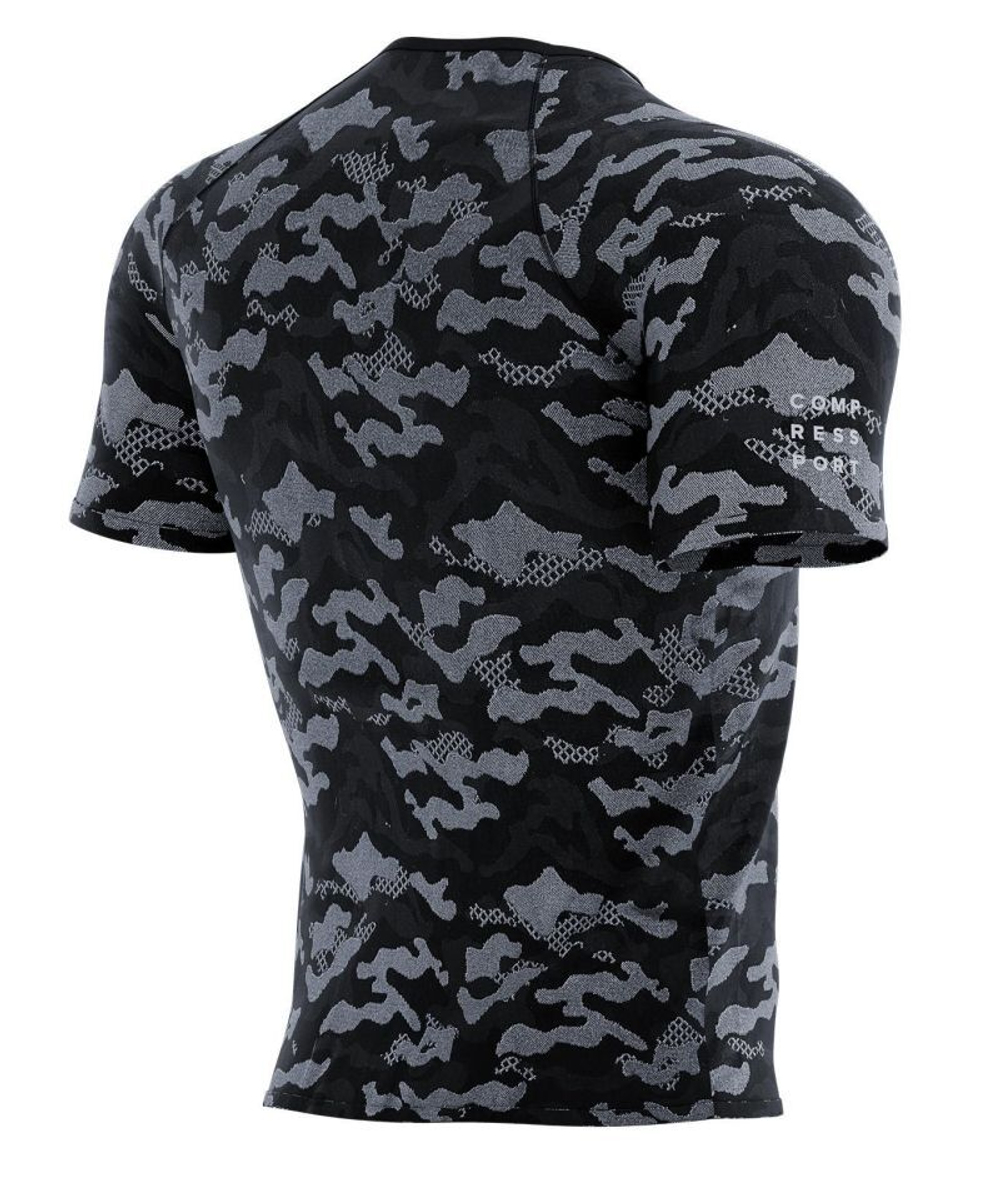 Мужская теннисная футболка Compressport Training Short Sleeve T-Shirt Camo Premium - black/camo