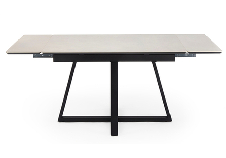 Керамический стол Woodville Памелла 140(200)х80 carmen light grey, черный, ножки черные