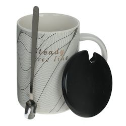 GAEM Кружка с крышкой и ложкой, 400 мл, L12 W8 H11,5 см, 4в.