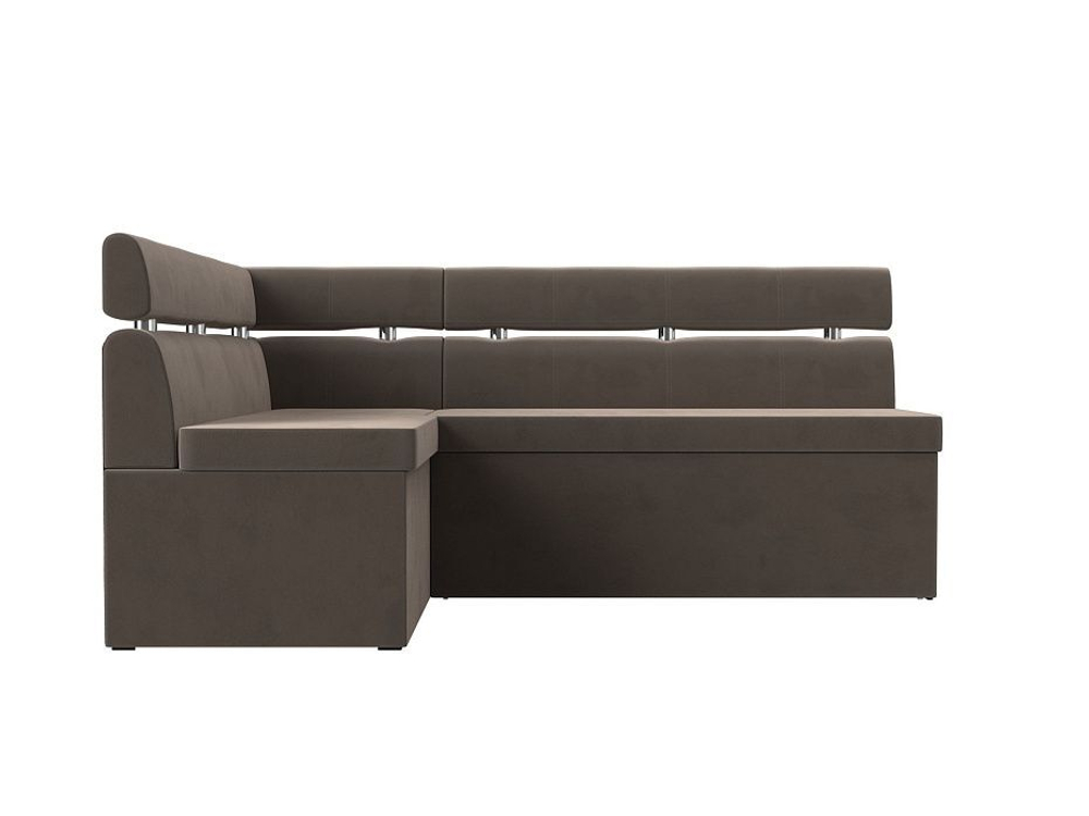 Диван кухонный угловой Классик левый угол, Коричневый, Велюр, 117979L