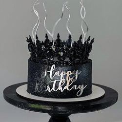 Декоративная корона на торт, черная (Черные камни)