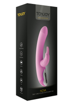 Розовый вибратор NOVA RABBIT с клиторальным зайчиком - 23,5 см.