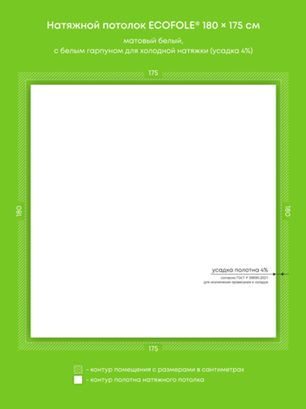 Матовый натяжной потолок 3.2 м2