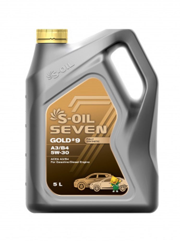 Моторное масло синтетическое S-OIL SEVEN GOLD #9 5W-30 A3/B4  5 л