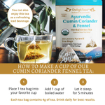 DelighTeas, Ayurvedic Cumin, Coriander & Fennel, травяной чай для выведения токсинов, без кофеина, 30 роскошных чайных пакетиков Pyramid, 120 г (4,2 унции)