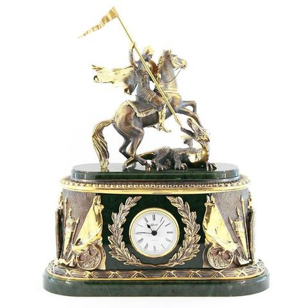 Каминные часы "Георгий Победоносец" камень нефрит R113524