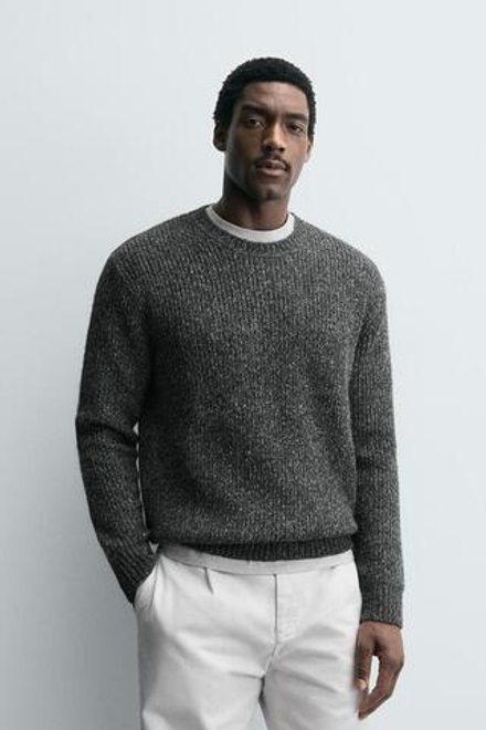 ZARA ВЯЗАНЫЙ ДЖЕМПЕР, СЕРЫЙ/СИНИЙ