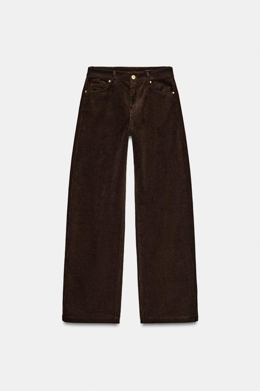 ZARA ВЕЛЬВЕТОВЫЕ БРЮКИ ПРЯМОГО КРОЯ, КОРИЧНЕВЫЙ