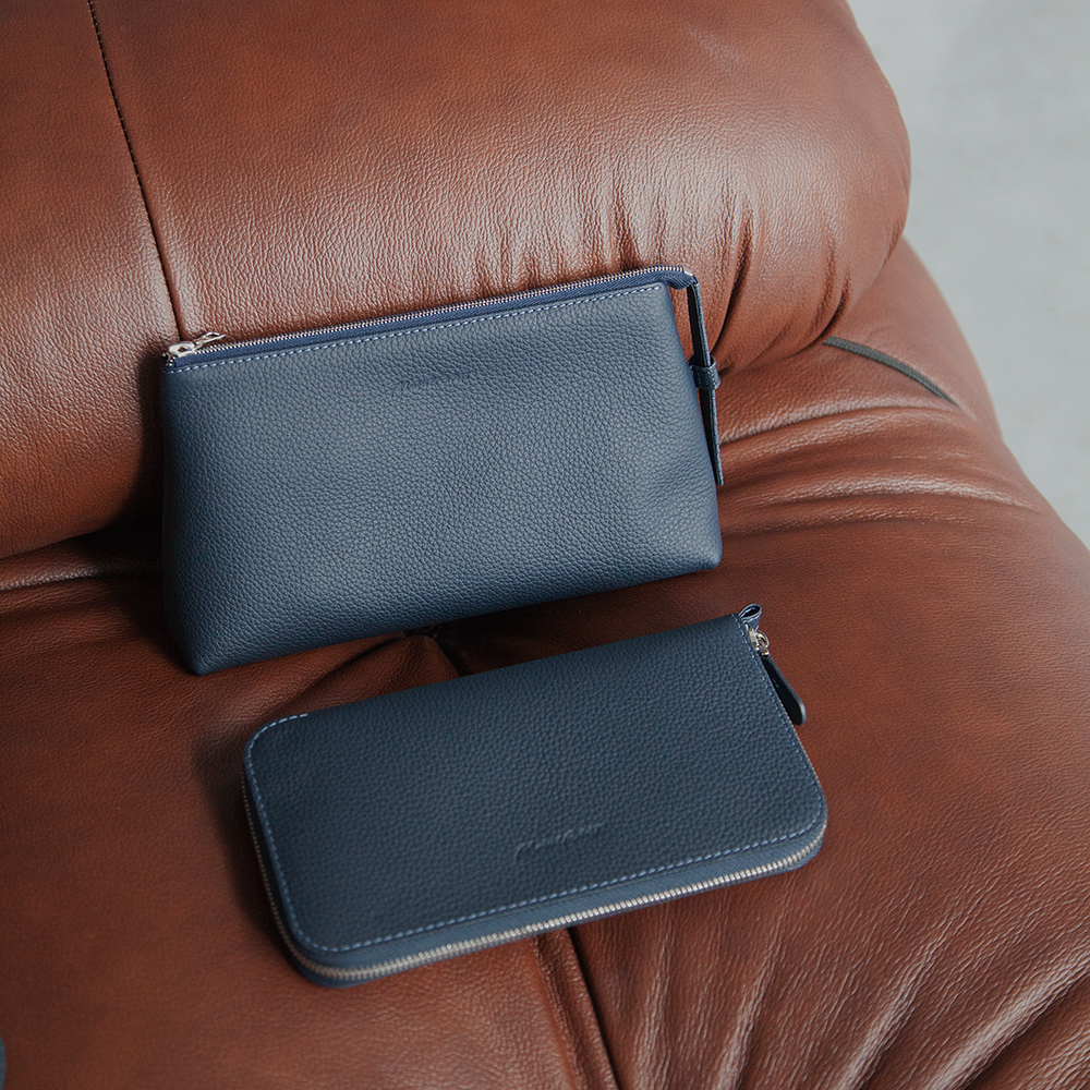 Кожаный кошелек, теленок синего цвета
