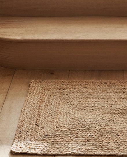 ZARA HOME ПЛЕТЕНЫЙ ПРЯМОУГОЛЬНЫЙ КОВРИК, СВЕТЛО-БЕЖЕВЫЙ