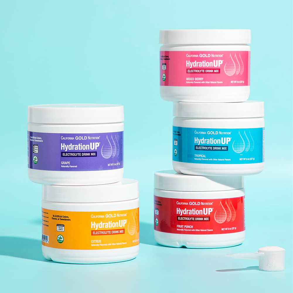 California Gold Nutrition, Beverces, HydrationUP®, смесь для приготовления электролитического напитка с кальцием, калием, витамином C и витамином E, тропический вкус, 227 г (8 унций)