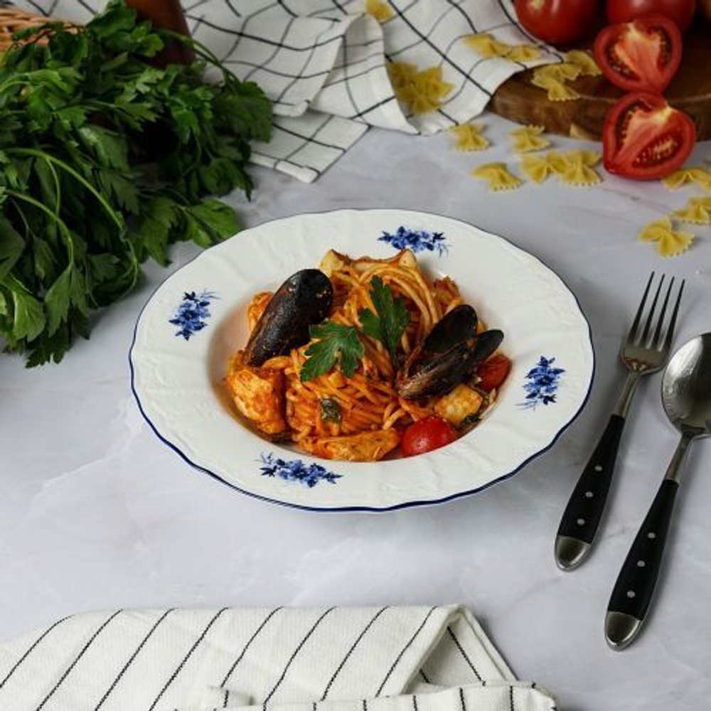 Тарелка глубокая для супа 23 см,коллекция "Blue Flower" P.L. Proff Cuisine