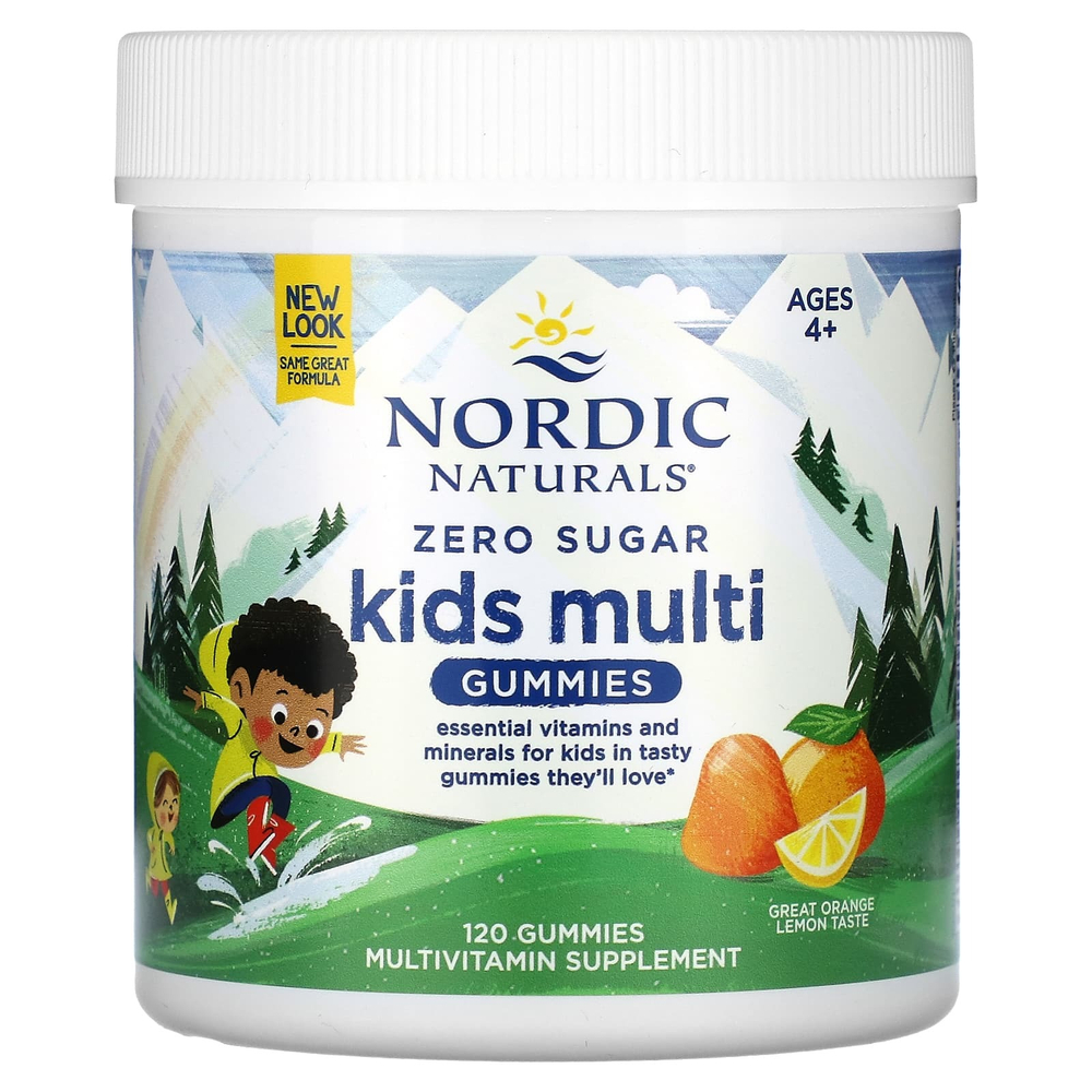 Nordic Naturals, детские жевательные мультивитамины без сахара, от 4 лет, со вкусом апельсина и лимона, 120 жевательных таблеток