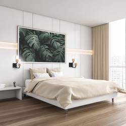 Настенный светильник 2x40Вт E14, металл/стекло, чёрный/золото, плафон белый матовый