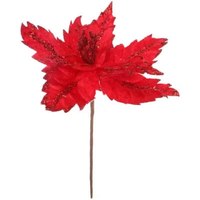 Украшение новогоднее «Пуансеттия - Узоры» 24 см, Красный