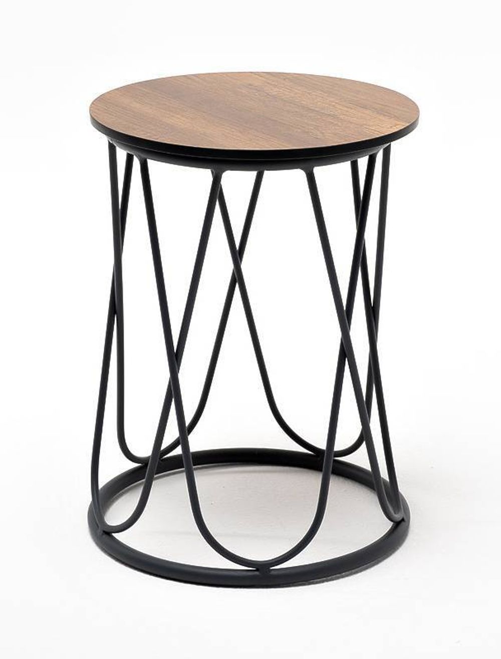 "Перу" журнальный стол из HPL круглый Ø40 H55, каркас из алюминия темно-серый (RAL 7024) муар, цвет столешницы "дуб"