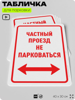 Табличка для парковки "Частный проезд, не парковаться", для дома, офиса, организаций, 40х30 см, Silver Plane x Айдентика Технолоджи